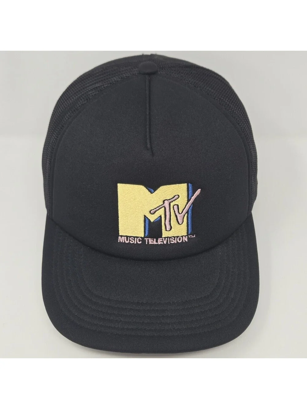 MTV Music Television American Eagle Trucker Hat Cap Black Mesh Snapback
